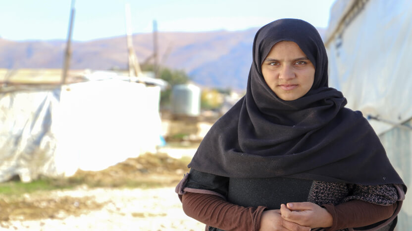 レバノンに避難しているシリア難民の少女