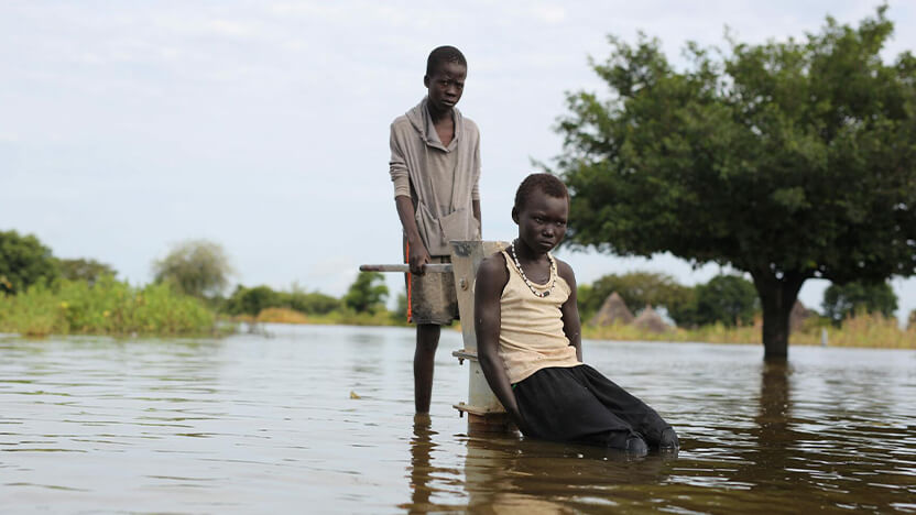 洪水による被害が深刻な南スーダンで暮らす子どもたち