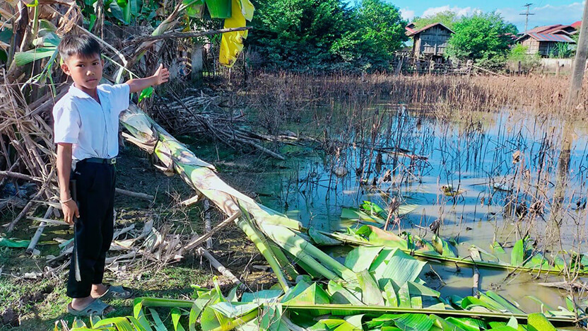 大型の台風による被害が深刻なラオスで暮らす子ども
