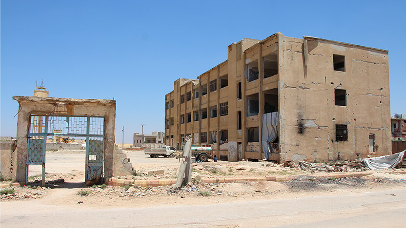 破壊された校舎(シリア北西部)