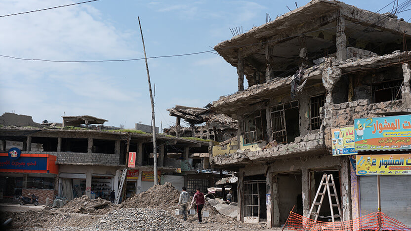 戦闘で破壊されたモスルの街