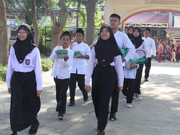 生徒による歓迎の様子