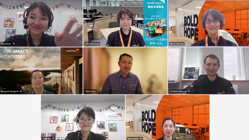 ワールド・ビジョン・サマースクール、オンラインスタッフとの写真