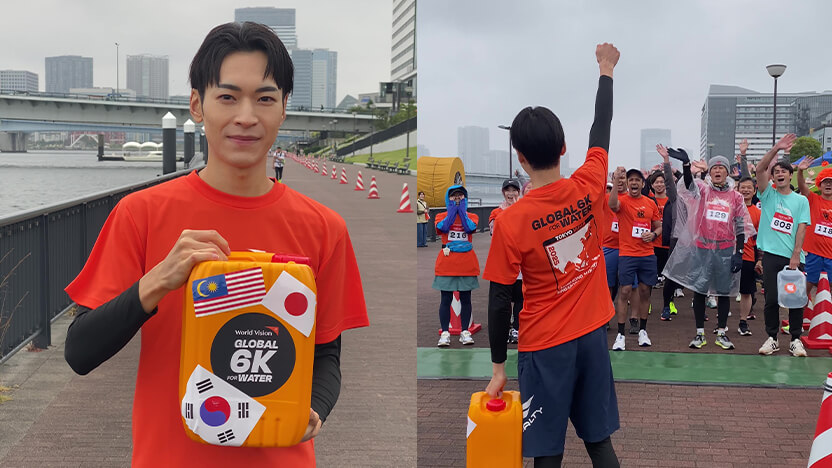 ジェリカンリレーの動画撮影の様子