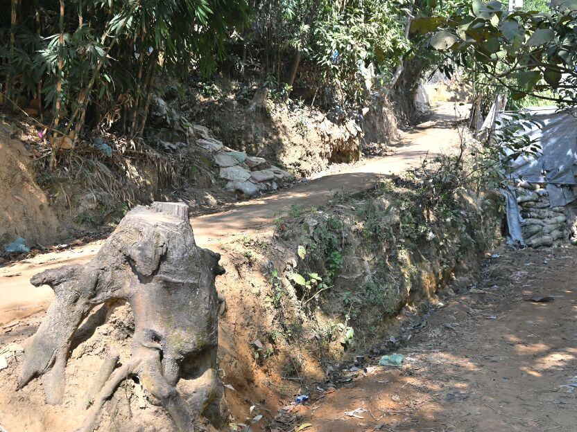 チョウドリ・パラの入り口。傾斜のきつい道が続く。